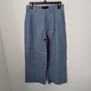 SPRWMN Women's 100% Lambs Blue Chambray Leather Pants, XS